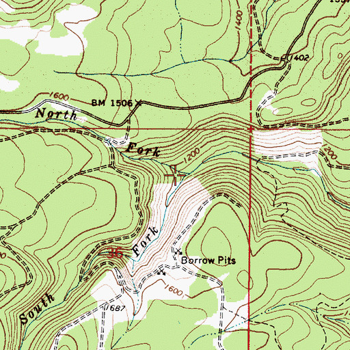 Topographic Map of North Fork Teal Creek, OR