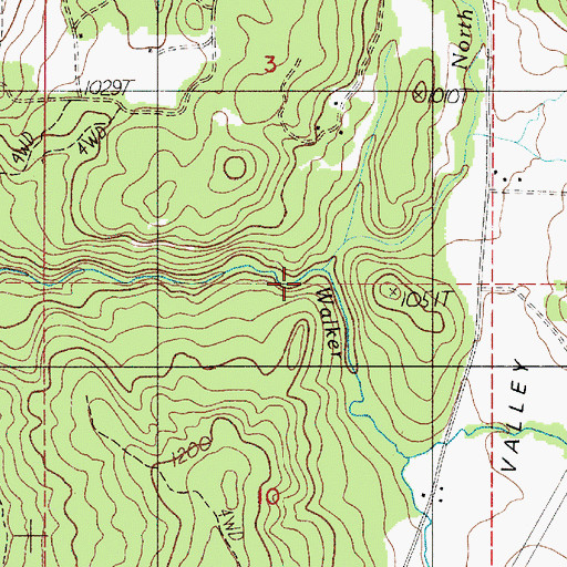 Topographic Map of North Fork Walker Creek, OR