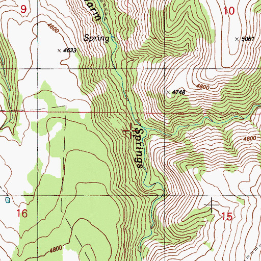 Topographic Map of North Fork Warm Springs Creek, OR
