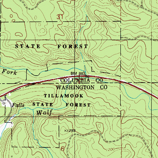 Topographic Map of North Fork Wolf Creek, OR