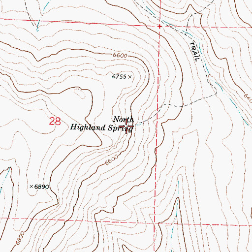 Topographic Map of North Highland Spring, OR