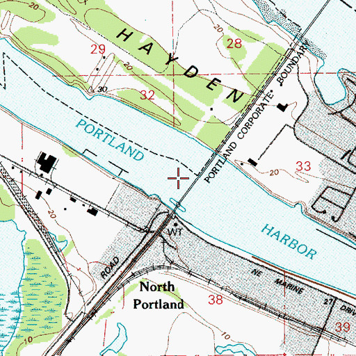 Topographic Map of North Portland Harbor, OR