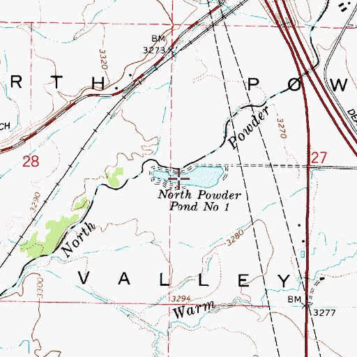 Topographic Map of North Powder Pond Number One, OR