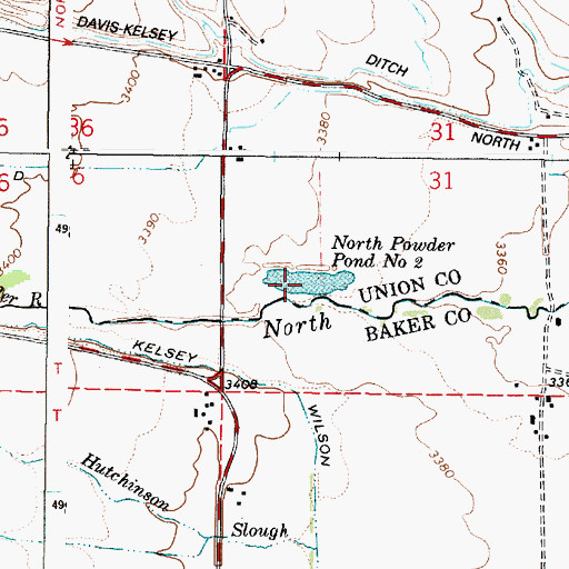 Topographic Map of North Powder Pond Number Two, OR