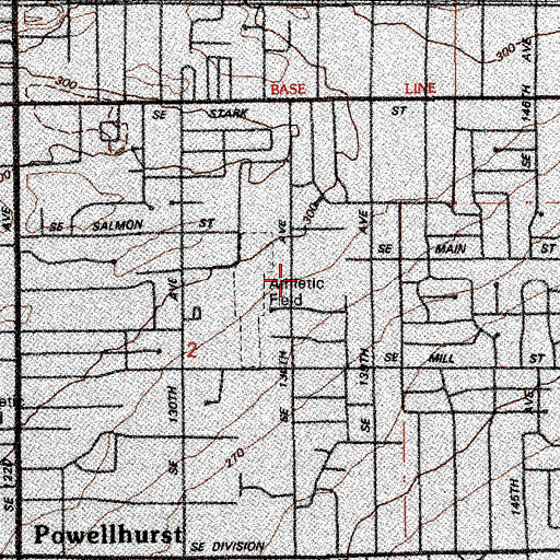 Topographic Map of David Douglas High School South Childrens Services, OR