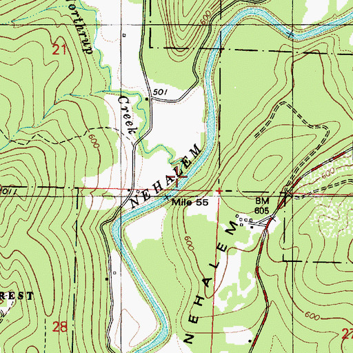 Topographic Map of Northrup Creek, OR