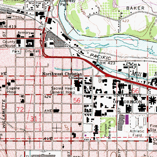 Topographic Map of Northwest Christian University, OR