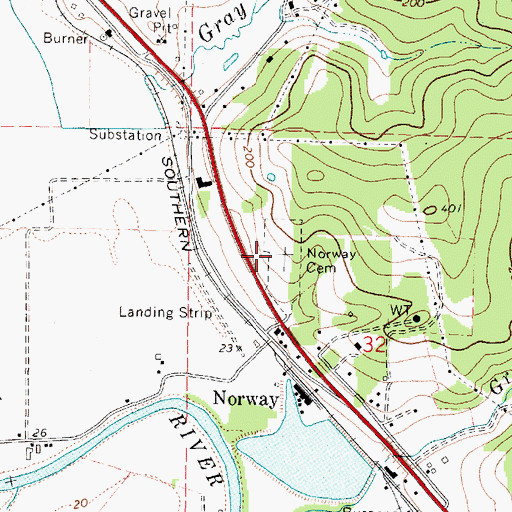 Topographic Map of Norway Cemetery, OR