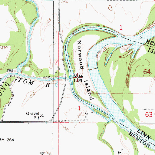 Topographic Map of Norwood Island, OR
