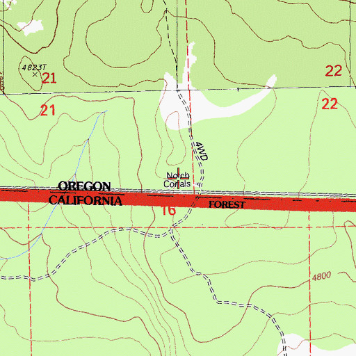 Topographic Map of Notch Corrals, OR