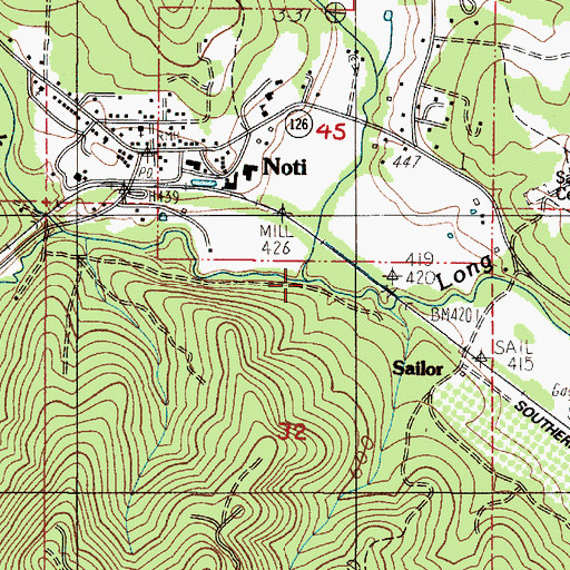 Topographic Map of Noti Creek, OR