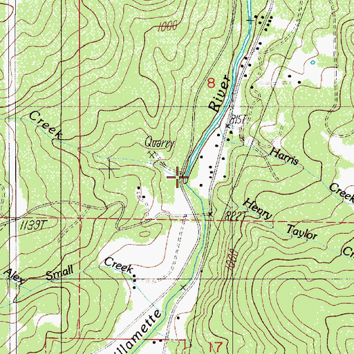 Topographic Map of Numbers Creek, OR