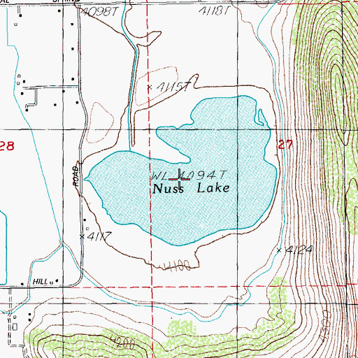 Topographic Map of Nuss Lake, OR