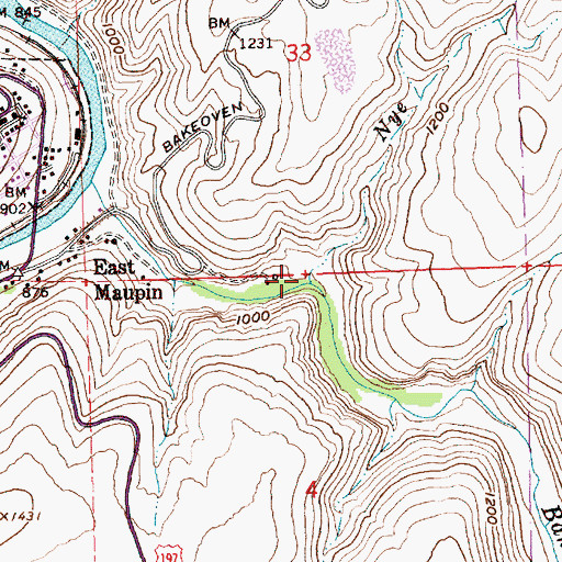 Topographic Map of Nye Creek, OR