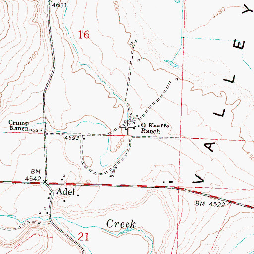 Topographic Map of O'Keefe Ranch, OR
