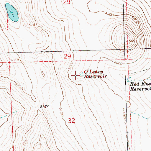 Topographic Map of O'Leary Reservoir, OR