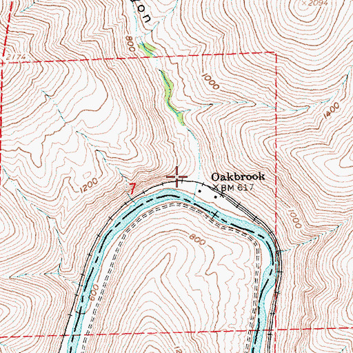 Topographic Map of Oak Canyon, OR