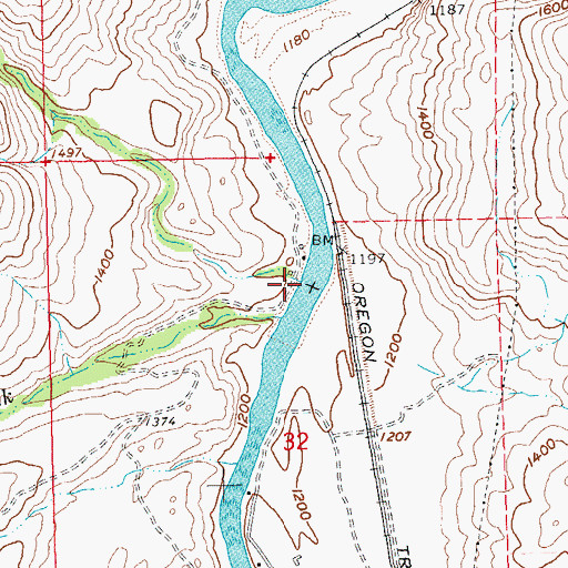 Topographic Map of Oak Creek, OR