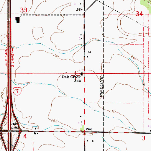 Topographic Map of Oak Creek School (historical), OR