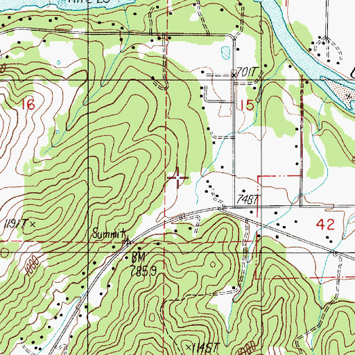 Topographic Map of Oak Creek Valley, OR