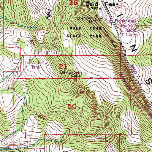 Topographic Map of Oak Grove Cemetery, OR