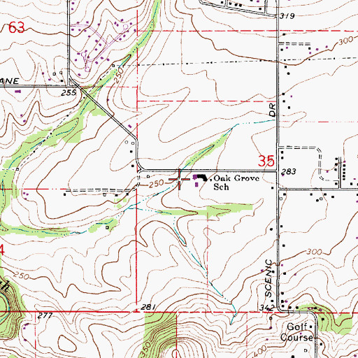 Topographic Map of Oak Grove Intermediate, OR