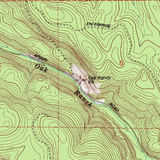 Topographic Map of Oak Ranch Pit, OR