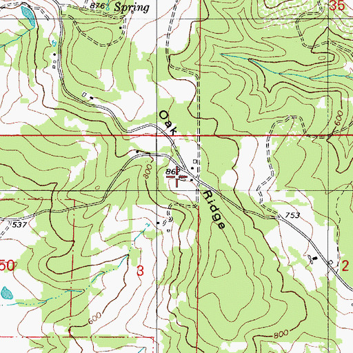 Topographic Map of Oak Ridge, OR