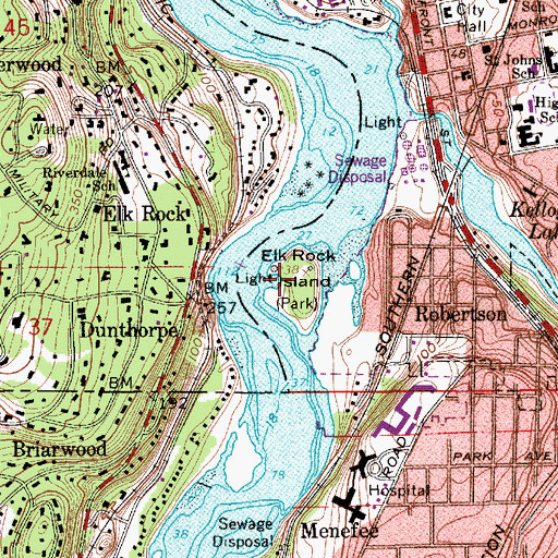Topographic Map of Elk Rock Island Park, OR