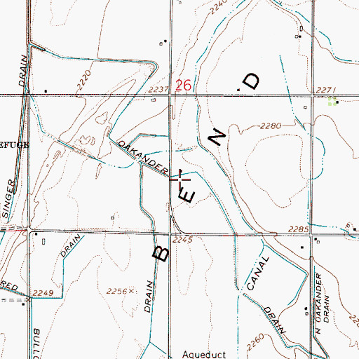 Topographic Map of Oakander Drain, OR