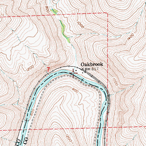 Topographic Map of Oakbrook, OR