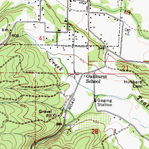 Topographic Map of Oakhurst School (historical), OR