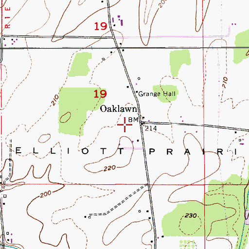 Topographic Map of Oaklawn, OR