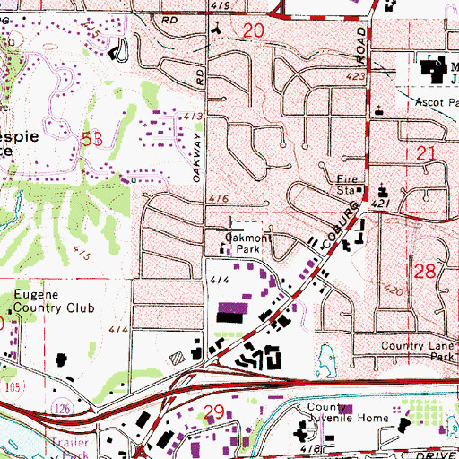 Topographic Map of Oakmont City Park, OR