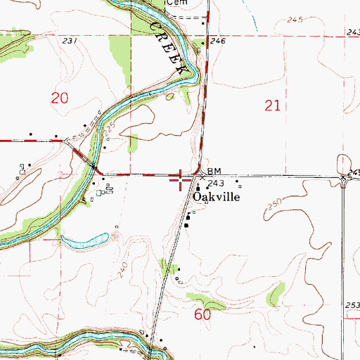 Topographic Map of Oakville (historical), OR