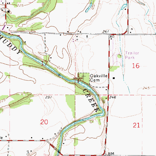Topographic Map of Oakville Cemetery, OR