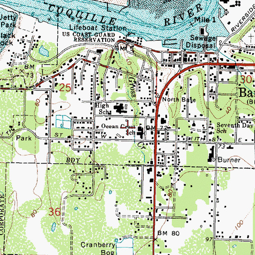 Topographic Map of Ocean Crest Elementary School, OR
