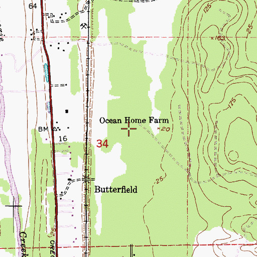 Topographic Map of Ocean Home Farm, OR