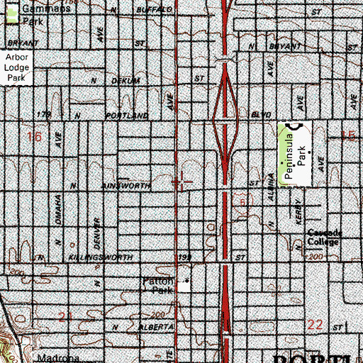 Topographic Map of Ockley Green Middle School, OR