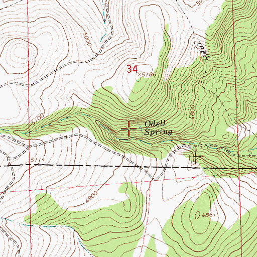 Topographic Map of Odell Spring, OR
