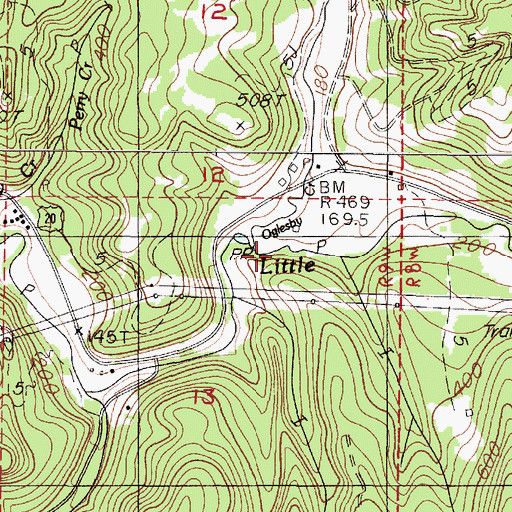 Topographic Map of Oglesby Creek, OR