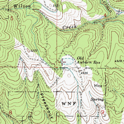 Topographic Map of Old Auburn Reservoir, OR