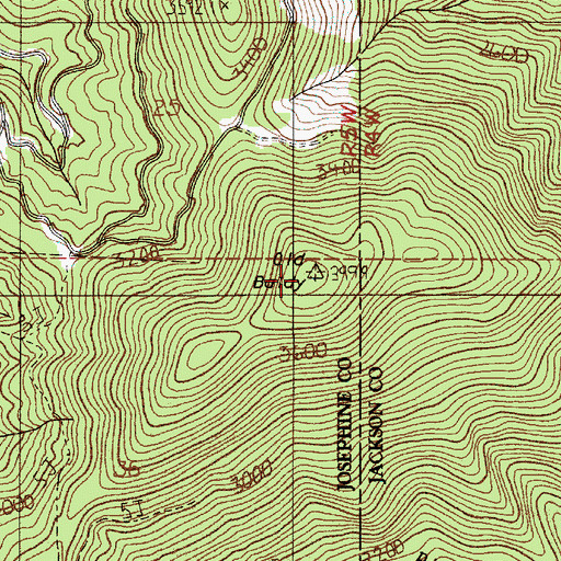 Topographic Map of Old Baldy, OR