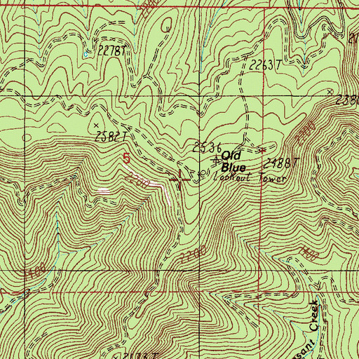 Topographic Map of Old Blue, OR