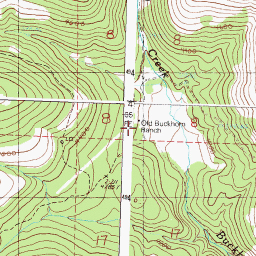 Topographic Map of Old Buckhorn Ranch, OR