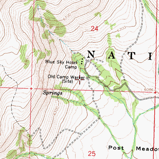 Topographic Map of Old Camp Warner, OR