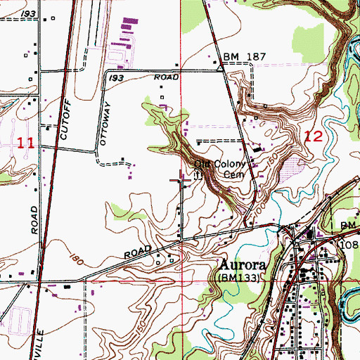 Topographic Map of Old Colony Cemetery, OR