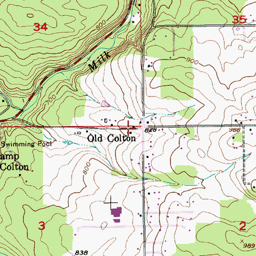 Topographic Map of Old Colton, OR
