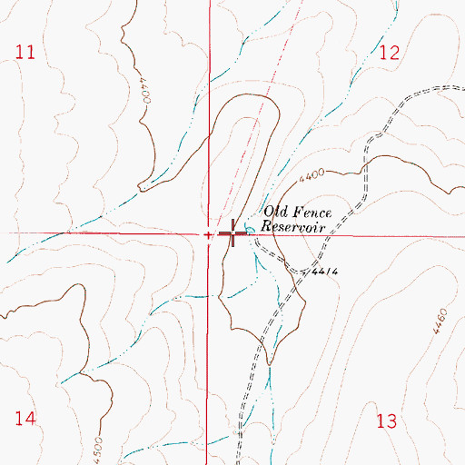 Topographic Map of Old Fence Reservoir, OR