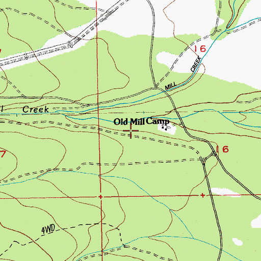Topographic Map of Old Mill Camp, OR